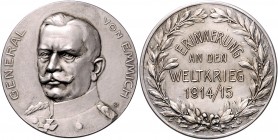 Die Mittelmächte - Personen - Emmich, Otto von Versilb. Bronzemedaille 1915 (v. B.H. Mayer) Erinnerung an den Weltkrieg 1914/15 Zetzm. vgl. 2134. 
40...