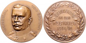 Die Mittelmächte - Personen - Emmich, Otto von Bronzemedaille 1916 (v. B.H. Mayer) Erinnerung an den Weltkrieg 1914/16 Zetzm. vgl. 2134. 
40,3mm 25,3...