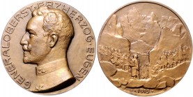 Die Mittelmächte - Personen - Eugen von Österreich-Teschen Bronzemedaille 1915 (v. Helene Scholz) auf seine Kommandantur der Heeresgruppe Tirol Zetzm....