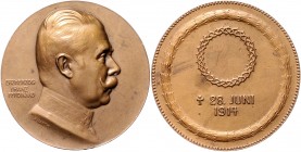 Die Mittelmächte - Personen - Franz Ferdinand v. Österreich-Este Bronzemedaille 1914 (v. Hartig) auf seinen Tod in Sarajevo Zetzm. -. Hauser 491. Wurz...