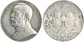 Die Mittelmächte - Personen - Friedrich von Österreich-Teschen Silbermedaille 1916 (v. F. König/Lauer) 'Im vereinten Wirken Aller liegt die Kraft', i....