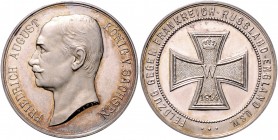 Die Mittelmächte - Personen - Friedrich August III. von Sachsen Silbermedaille 1914 (v. M. & W.) Eisernes Kreuz, Feldzug gegen Frankreich, Russland, E...