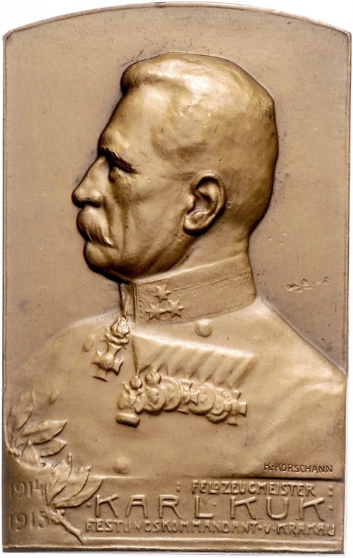 Die Mittelmächte - Personen - Kuk, Karl Eins. Bronzeplakette 1915 (v. K. Korschm...