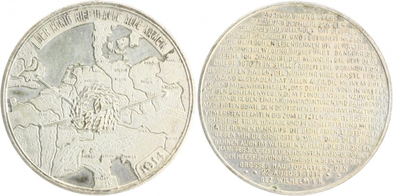 Die Mittelmächte - Allgemein Versilberte Medaille 1914 (unsign.) 'Der König rief...