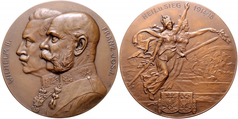 Die Mittelmächte - Allgemein Lot o.J. von 2 Bronzemedaillen: 1915 (v. Hartig) un...