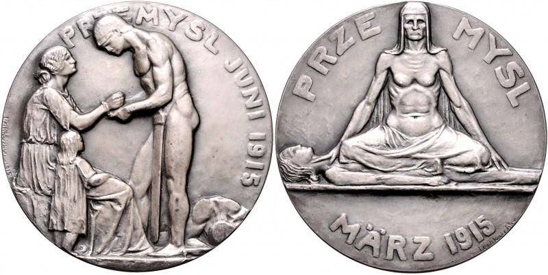 Die Mittelmächte - Allgemein Silbermedaille 1915 mattiert (v. Leibküchler) auf d...