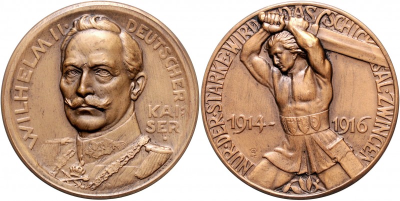 Die Mittelmächte - Allgemein Bronzemedaille 1916 (v. M. & W.) 'Nur der Starke wi...