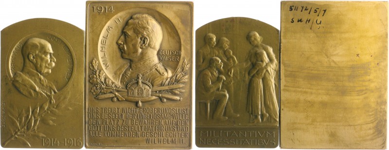 Die Mittelmächte - Allgemein Lot o.J. von 2 Bronzeplaketten: 1916 (v. Kautsch) F...