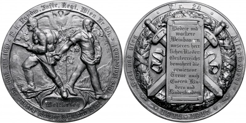 Die Mittelmächte - Allgemein Zinkmedaille 1917 (v. A. Grath) auf das K.k. Landw....