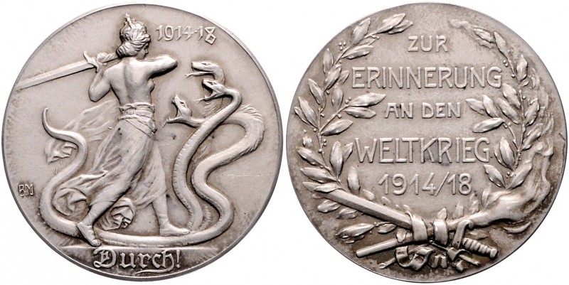 Die Mittelmächte - Allgemein Silbermedaille 1918 (v. B.H. Mayer) auf die Kriegsj...