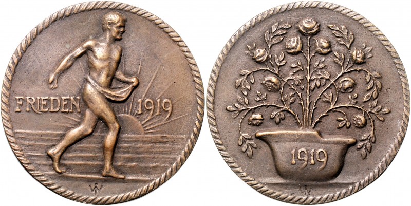 Die Mittelmächte - Allgemein Lot o.J. von 3 Bronzemedaillen: 1914 (v. K. Ott) ei...