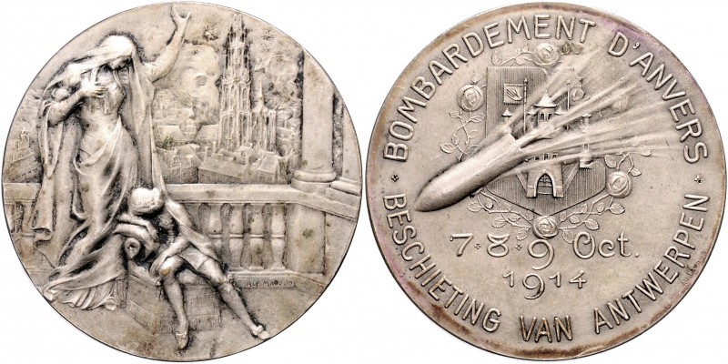 Die Entente - Allgemein - Belgien Versilb. Bronzemedaille 1914 (v. Mauquoy) auf ...