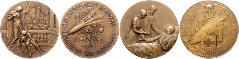 Die Entente - Allgemein - Belgien Lot o.J. von 2 Bronzemedaillen: 1914 (v. Mauqu...