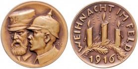 Medaillen von Karl Goetz Bronzemedaille 1916 Weihnacht im Feld 1916 Kien. 247. Slg. Bö. 5636. Zetzm. 5034. 
22,9mm 6,9g st