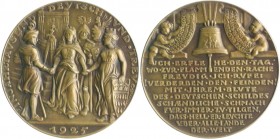 Medaillen von Karl Goetz Bronzemedaille 1925 auf die 1000-Jahrfeier des Rheinlandes, i.Rd: BAYER. HAUPTMÜNZAMT Kien. 324. Slg. Bö. 5817 Var. 
40,5mm ...