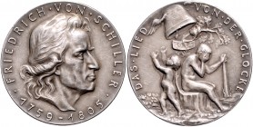 Medaillen von Karl Goetz Silbermedaille 1934 auf den 175. Geburtstag von Schiller, i.Rd: BAYER. HAUPTMÜNZAMT FEINSILBER Kien. 500. Slg. Bö. 6380. 
36...