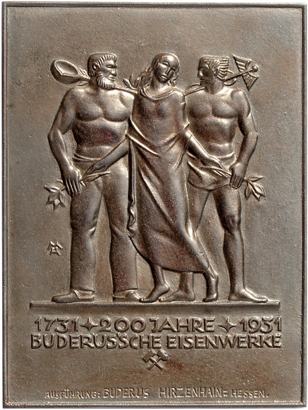 - Kunstgüsse und - Prägungen Eisengussplakette 1931 (v. Moshage) a. 200 Jahre Bu...