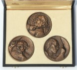 - Musik Set o.J. bestehend aus 3 Stücken im Orig.Etui: Offizielle Ausgabe 1978 aus San Marino 'Triptychon' mit Bronzemedaillen (v. Antonio Berti/ S. J...