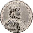 - Personen - Margarethe von Parma 1522-1586 Einseitige Zinkmedaille o.J. (nach Renaissance- Vorbild v. J. Jonghelinck) auf die Beendigung ihrer Statth...