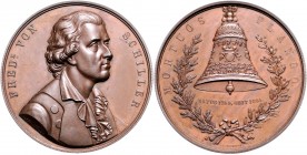 - Personen - Schiller, Friedrich 1759-1805 Bronzemedaille o.J. (v. Allen & Moore) auf seinen 100. Geburtstag Brett. 1066. 
51,0mm 66,8g s+