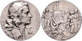 - Personen - Schiller, Friedrich 1759-1805 Silbermedaille o.J. mattiert (v. R. Mayer) auf seinen 100. Todestag, mit Punze 990 Wurzbach 8222. Brett. 11...