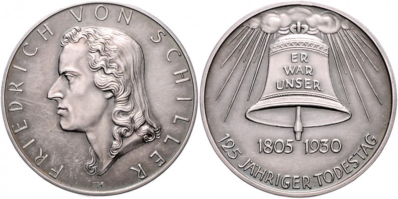 - Personen - Schiller, Friedrich 1759-1805 Silbermedaille 1930 mattiert (v. Hörn...