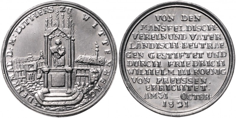 - Reformation Zinngussmedaille 1821 (unsign.) auf die Errichtung des Lutherdenkm...