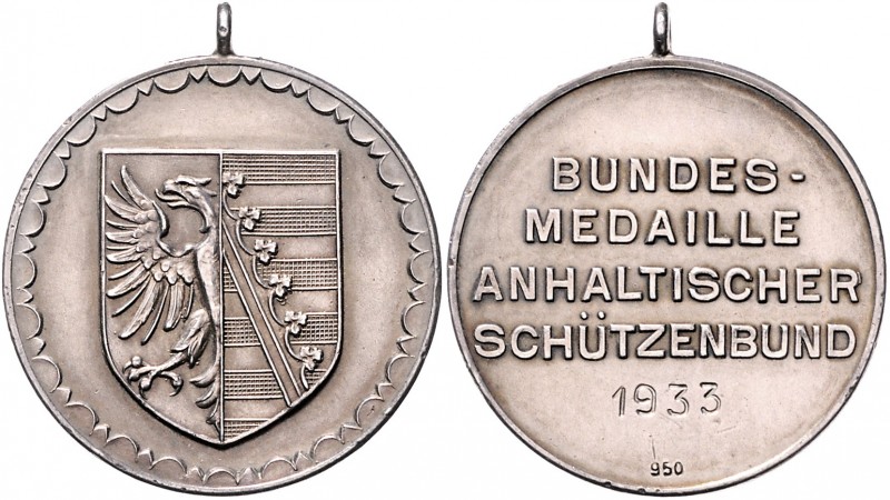 - Schützenmedaillen - Provinz Anhalt Silbermedaille 1933 (unsign.) Bundesmedaill...