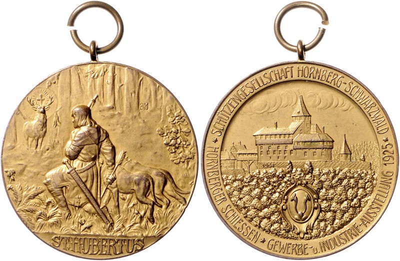 - Schützenmedaillen - Hornberg Bronzemedaille 1925 vergoldet (v. B.H. Mayer) a.d...