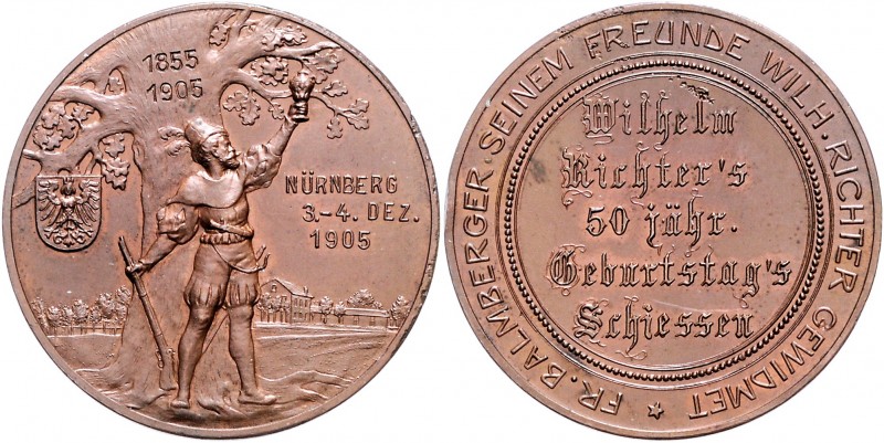 - Schützenmedaillen - Nürnberg Bronzemedaille 1905 (v. Balmberger) a.d. Geburtst...