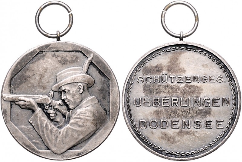 - Schützenmedaillen - Überlingen / Bodensee Bronzemedaille o.J. versilbert (unsi...