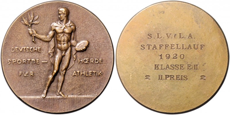 - Sport Bronzemedaille 1920 (v. B. Rungas) Preismedaille der Deutschen Sportbehö...