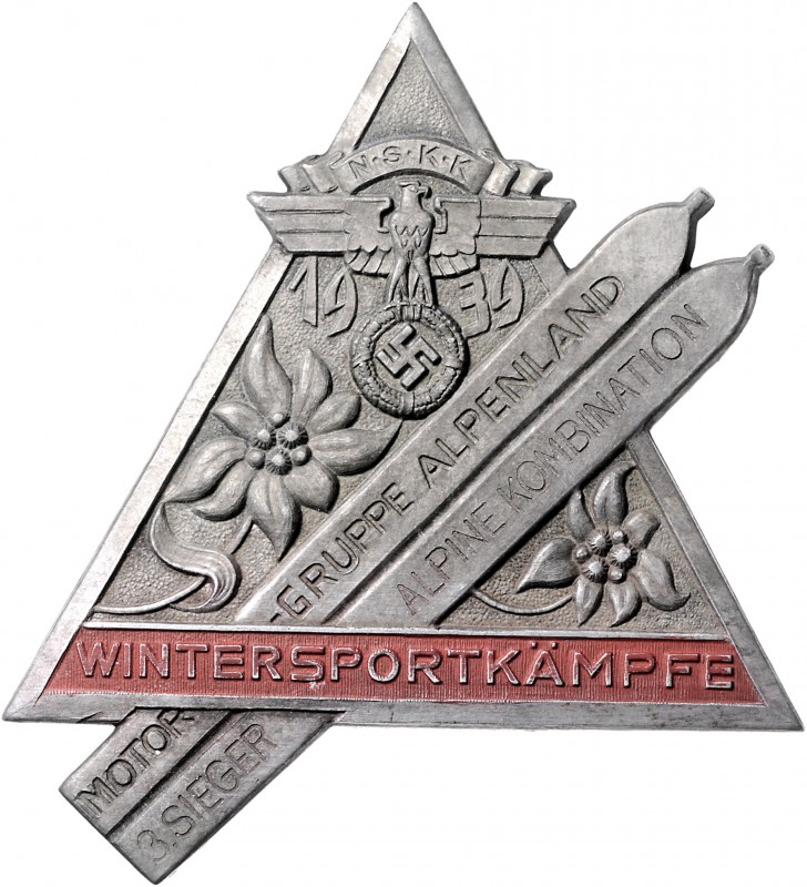 - Sport Zinkplakette 1939 der NSKK Wintersportkämpfe für den 3. Sieger in der Al...