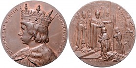 - Allgemeine Medaillen Bronzemedaille o.J. (v. B.U.) Erinnerung an die Krönung Karls des Großen durch den Papst in Rom 
39,6mm 35,2 vz-st