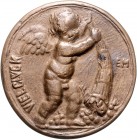 - Allgemeine Medaillen Bronzegussmedaille o.J. einseitig (v. EM = Eduard Mayer) Glückwunschmedaille Bernhart vgl. 250-252. 
56,0mm 39,8g ss