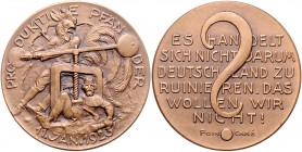 - Allgemeine Medaillen Bronzemedaille 1923 auf die französische Ausbeutung des Reiches, 'PRODUKTIVE PFÄNDER' 
50,6mm 42,1g vz-st