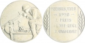 - Allgemeine Medaillen Bronzemedaille 1928 versilbert (v. E.F./Lauer) 2. Preis des 19. Inf.Regt. 8. (M.G.) Komp. im Preisrichten 
50,5mm 49,2g vz