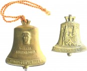 - Allgemeine Medaillen Lot o.J. von 2 Stücken: 2-teiliger Anhänger in Glockenform an Kordel, Vs: mit Kopf Werner Seelenbinder und Umschrift: IN SEINEM...
