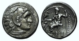 Kings of Macedon, Alexander III 'the Great' (336-323). AR Drachm (17mm, 4.16g, 2h). Magnesia ad Meandrum, c. 323-319 BC. Head of Herakles r., wearing ...