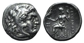 Kings of Macedon, Alexander III 'the Great' (336-323 BC). AR Drachm (16mm, 4.18g, 12h). Magnesia ad Meandrum, c. 318-301 BC. Head of Herakles r., wear...
