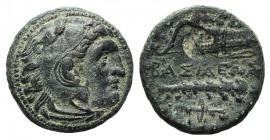 Kings of Macedon, Alexander III ‘the Great’ (336-323 BC). Æ (19mm, 5.73g, 3h). Uncertain mint in Western Asia Minor. Head of Herakles r., wearing lion...