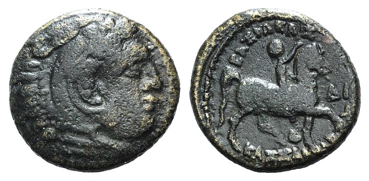 Kings of Macedon, Kassander (316-297). Æ (19mm, 6.06g, 6h). Head of Herakles r.,...