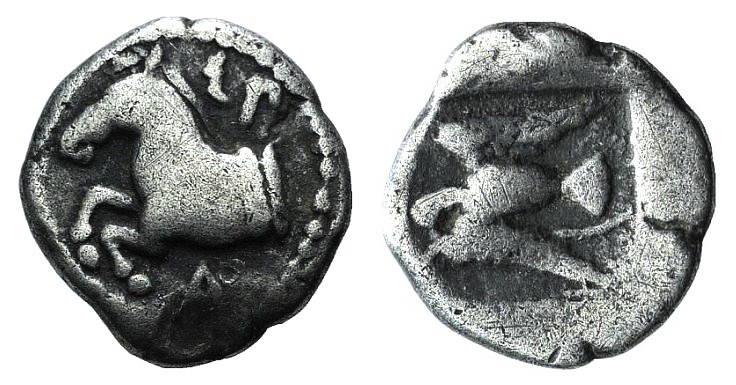 Kings of Thrace, Sparadokos (c. 464-444 BC). AR Diobol (11mm, 1.18g, 6h). Forepa...
