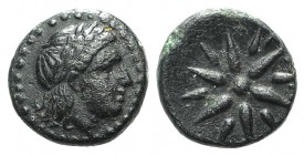 Mysia, Gambrion, after 350 BC. Æ (9mm, 1.00g). Laureate head of Apollo r. R/ Eight-rayed star. SNG Copenhagen 150. Good VF