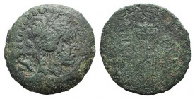 Mysia, Kyzikos, c. 2nd-1st century BC. Æ (27mm, 12.62g, 12h). Laureate head of Apollo r.; c/m: eagle standing r. R/ Tripod; in l. field, monogram. Cf....