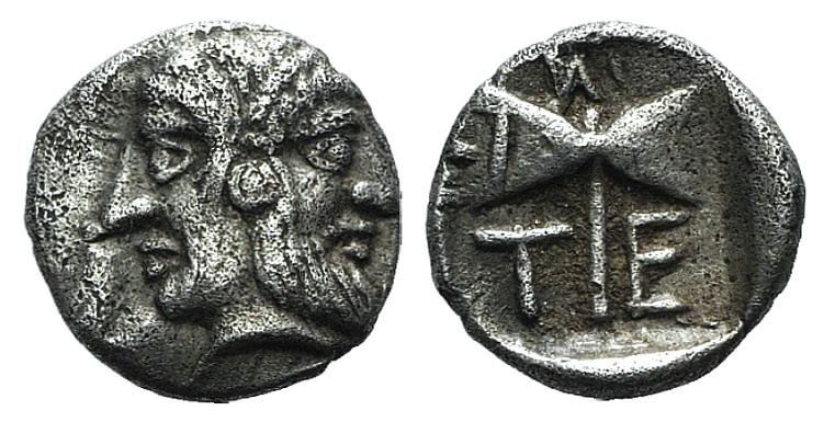 Islands of Troas, Tenedos, late 5th-early 4th century BC. AR Obol (7mm, 0.57g, 1...