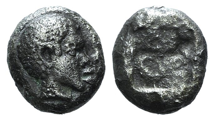 Lesbos, Unattributed early mint, c. 500-450 BC. BI Obol (7mm, 0.82g). Head of an...