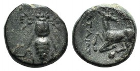 Ionia, Ephesos, c. 390-320/00 BC. Æ (14mm, 3.51g, 12h). […]ataios, magistrate. Bee. R/ Stag kneeling l., head r.; astragalos above. Cf. SNG Copenhagen...