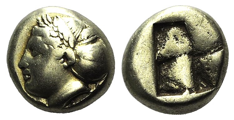Ionia, Phokaia, c. 387-326 BC. EL Hekte (9mm, 2.51g). Laureate female head l., h...