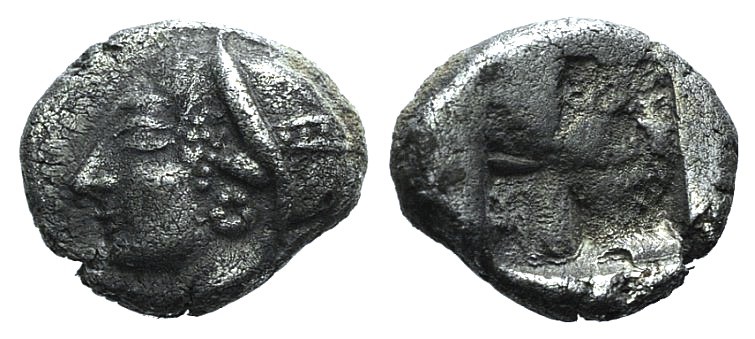 Ionia, Phokaia, c. 521-478 BC. AR Diobol (9mm, 1.26g). Archaic female head l. R/...